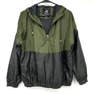 Beverly Hills Polo Club Jacket Green Black Hooded 1/4 Zip